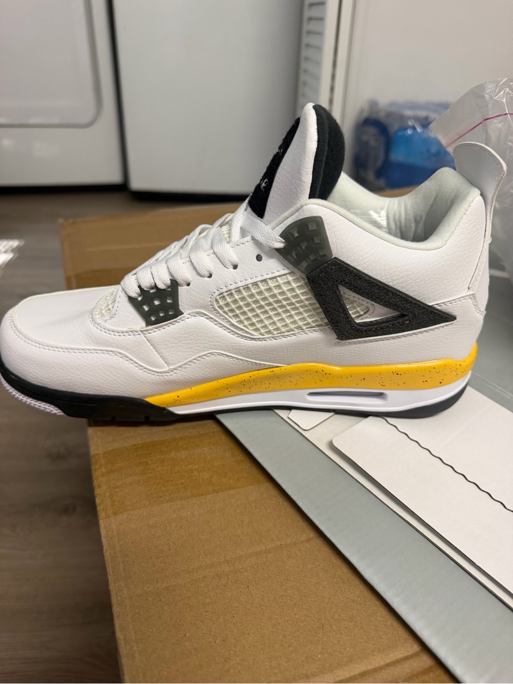 White & Yellow Men's Athletic Sneakers - Picture 4 of 4